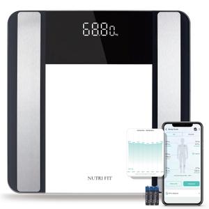 Smart Scale for Body Weight and Fat Percentage, NUTRI FIT Digital Bathroom Scale Bluetooth Biometric Scale for BMI, 17 Metrics Body Composition Analyzer High Accuracy for Weight Loss, Sync App (Simple Black)