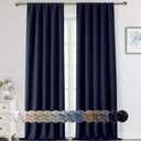 Extra Long Navy Blue Blackout Curtains for Bedroom Living Room 120 Inches Long 2 Panels, Soft Solid Room Darkening Thermal Insulated Window Treatments, Rod Pocket Curtain, 50" Wx120 L