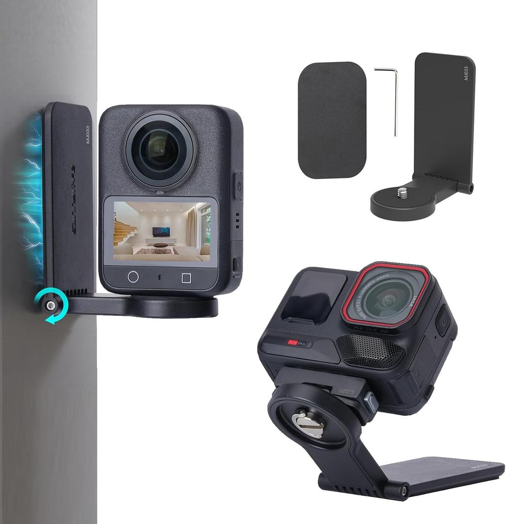 Magnetic Mount Stand Compatible for DJI OSMO 360, Magnet Steering Holder Bracket with 1/4 Screw for Action Camera, Stand Base for Insta360 X5/X4/X3/GO 3S/GO Ultra/Pocket 3/Action 5Pro/Hero13 (2-Extended Size)