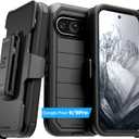 Designed for Google Pixel 9 & Pixel 9 Pro Case with Belt Clip Holster & Kickstand, Screenless Dual-Layer Shockproof Phone Case - Black