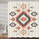 Southwestern Decor Shower Curtain for Bathroom, Southwest Native American Pattern Tribal Navajo Bohemian Fabric Shower Curtains Set, Western Aztec Geometric Restroom Accessories with Hooks 72X72 IN (Beige)