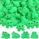 50 Pcs Rubber Frogs Squeak and Floating Green Frog Bath Toys Swimming Bathtub Shower Frog Toys Miniature Frogs for Boys and Girls Baby Shower Birthday Gifts