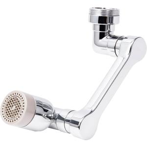 1080Swivel Faucet Extender, Sink Water Faucet Aerator Extension, kitchen sink faucet, Kitchen Rotating Extension with 2 Mode Splash (Silver, Long arm extender)