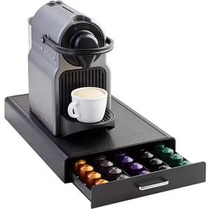 Basics Nespresso OriginalLine Coffee Pod with 1 Storage Drawer Holder, 50 Capsule Capacity, Black