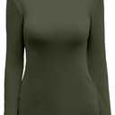 Women's Mock Turtleneck Long Sleeve Sleeveless Tops Basic Slim T-Shirts (S)
