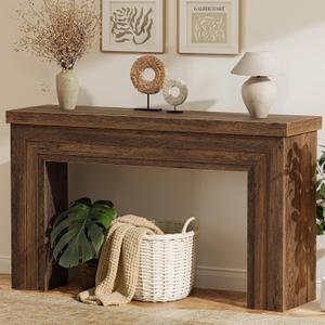 Huuger 54 Inch Entryway Table, Retangular Console Table, Farmhouse Sofa Table Behind the Couch, Long for Entrance, Hallway, Foyer, Living Room, Rustic Brown