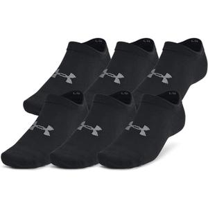 Under Armour Unisex Adult Essential No Show Socks (6-Pairs) ((001) Black / Black / Castlerock)