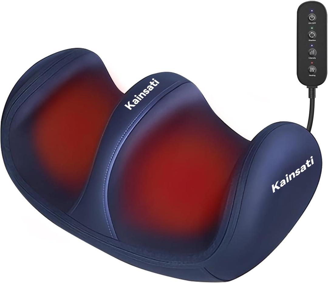 Foot and Calf Massager with Heat, Shiatsu Kneading Foot Massager for Pain Relief, Deep Tissue Massager Machine with Massage Roller, Wired Remote, Gifts for Mom Dad