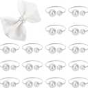 KPOSIYA Pearl Napkin Rings - Set of 20 Silver Napkin Holder Table Napkin Buckles for Dinning Table Setting Christmas Wedding Party Supplies (Pearl-Silver 20)