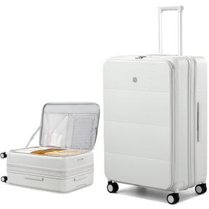 Hanke Hardside Expandable Large Checked Luggage, 28 Inch Top Opening Trunk Luggages with Spinner Wheels, All-PC Hard Shell Suitcase, Lightweight TSA Approved (Smoke White, 120L)