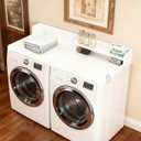 Washer Dryer Countertop, HDPE Laundry Countertop with Storage Shelf and Edge Rails-White