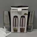 Gravity Electric Salt and Pepper Grinder Set, Adjustable Coarseness, Automatic Shakers Mill Grinder with LED Light, Upgraded Larger Capacity, One Hand Operated (Sliver 2 Pack)