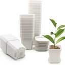30 Pcs 3" Nursery Pot, Thick Plastic Square Flower Planting Pots, Plant Seedling Pots, 30 Seed Starting Pots with 30 Saucers - White