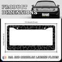 Black Leopard Print License Plate Frames - 2 Pack Animal Cheetah Print License Plate Holder Covers, Aluminum Metal Rust-Proof Waterproof Car Tag Frame with Screws Fasteners Caps