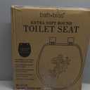 Bath Bliss Extra Soft Standard Round Toilet Seat | Decorative Vinyl Lid | Adjustable Quick Screw Attach Non-Slip Hinges | Bathroom | Black