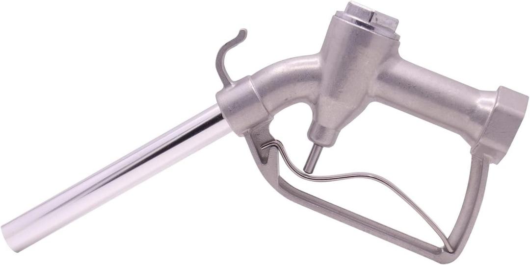 1" NPT Manual Fuel Nozzle with Hook, Max Flow Rate 32 GPM,50 PSI for Manual & Electric Fuel Pumps 1" Inches(OD=25mm) Straight Spout Used For Gravity Tank Diesel Gasoline Oil Biodiesel