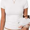 Danysu Nude Built in Bra Cotton Jersey T Shirt No See Through Stretchy Lightweight Fitted Everyday Basic Tops Gym Workout Tee (Large)