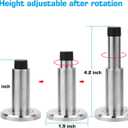 Adjustable Height Door Stopper,304 Stainless Steel Door Stop with Rubber Buffer, Wall Mounted Door Holder, Heavy Duty Doorstops Hardware for Home Office (Silver)