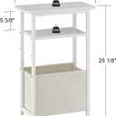 sthmec Narrow Side Table Set of 2, Skinny End Tables with Fabric Basket, Small Side Tables for Small Space,2-Tier Open Shelves with Basket, Slim Nightstands Set 2 for Bedroom,Livinroom,Office,White