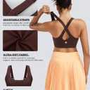 RUNNING GIRL Adjustable Straps High Impact Sports Bra for Women,High Support Workout Sports Bras with Sewn in Pads (Brown, L)