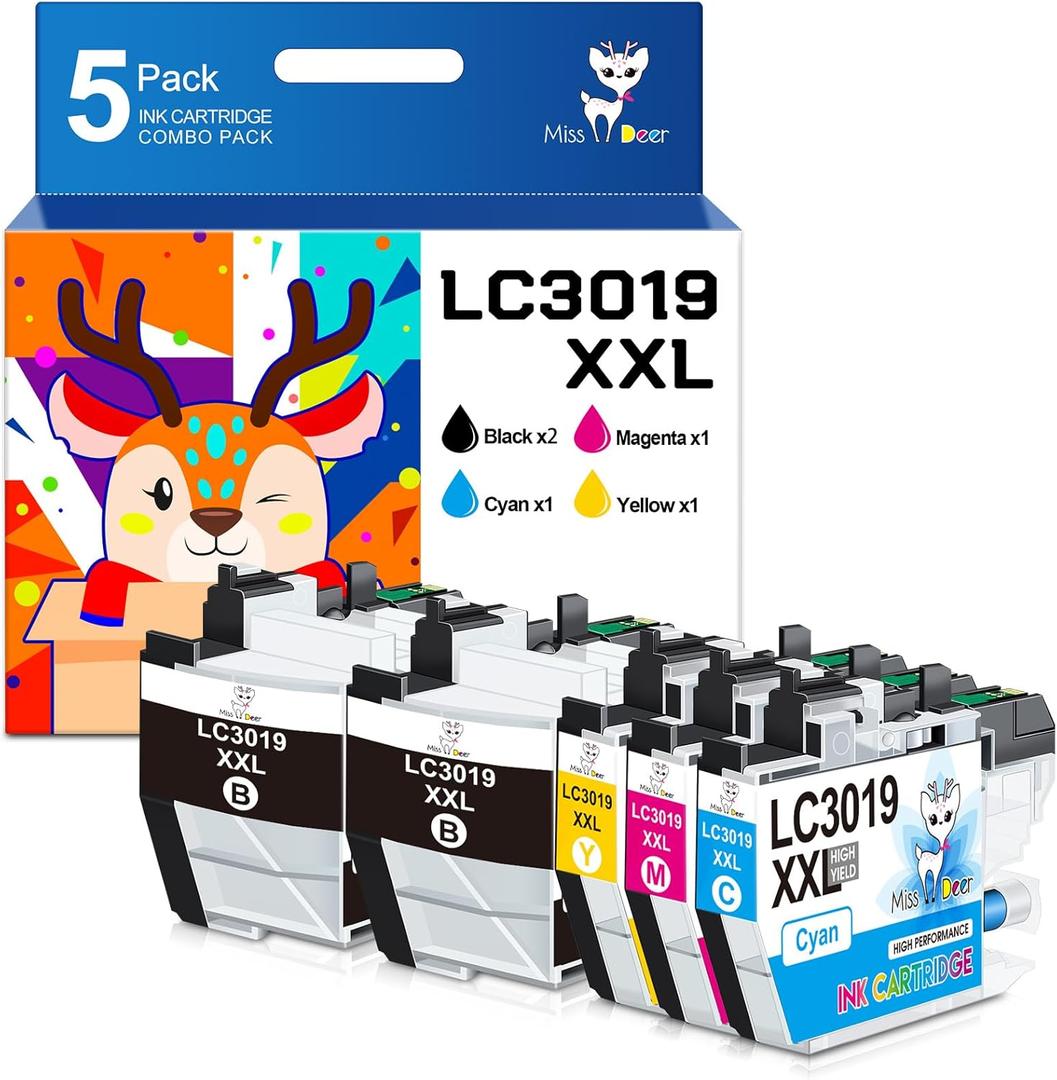 Miss Deer LC3019XXL Ink Cartridges, Replacement for Brother LC3019 LC3019XXL LC3017 High Yield Work for Brother MFC-J5330DW MFC-J6730DW MFC-J6930DW MFC-J6530DW MFC-J5335DW(2BK/C/M/Y)