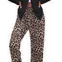 Ekouaer Women's Pajamas Sets Button Down Long Sleeve Lounge Sets Soft 2 Piece Pants Sleepwear (Yellow Black and Brown Leopard, S)