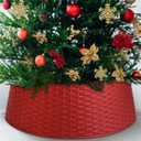 Liliful 26 Inch Plastic Christmas Tree Collar, Large Woven Christmas Tree Collar Basket, Rustic Skirt Base Cover for Holiday Decorations Accessories(Red)
