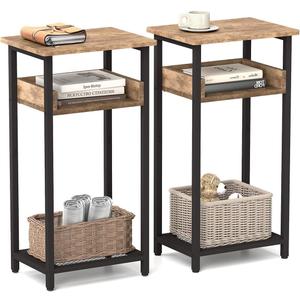 Tall Side Table Set of 2, 30 inch High End Table, Small Entryway Table, Bedside Table for Living Room, Bedroom, Office, Greige