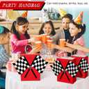 2 x Kuabiz 25 Set Race Car Gift Bags Race Car Party Favors Bag with Handles Checkered Racing Flag Stickers Racing Treat Goodie Candy Bags for Birthday Party Supplies