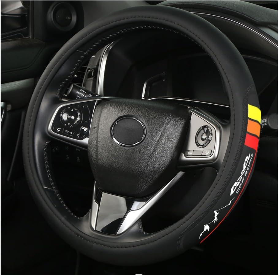 Premium Leather Steering Wheel Cover Compatible with Toyota Tacoma 4Runner Tundra Highlander Sequoia,Non-Slip, Breathable 15-16.5 inch -Yellow-1