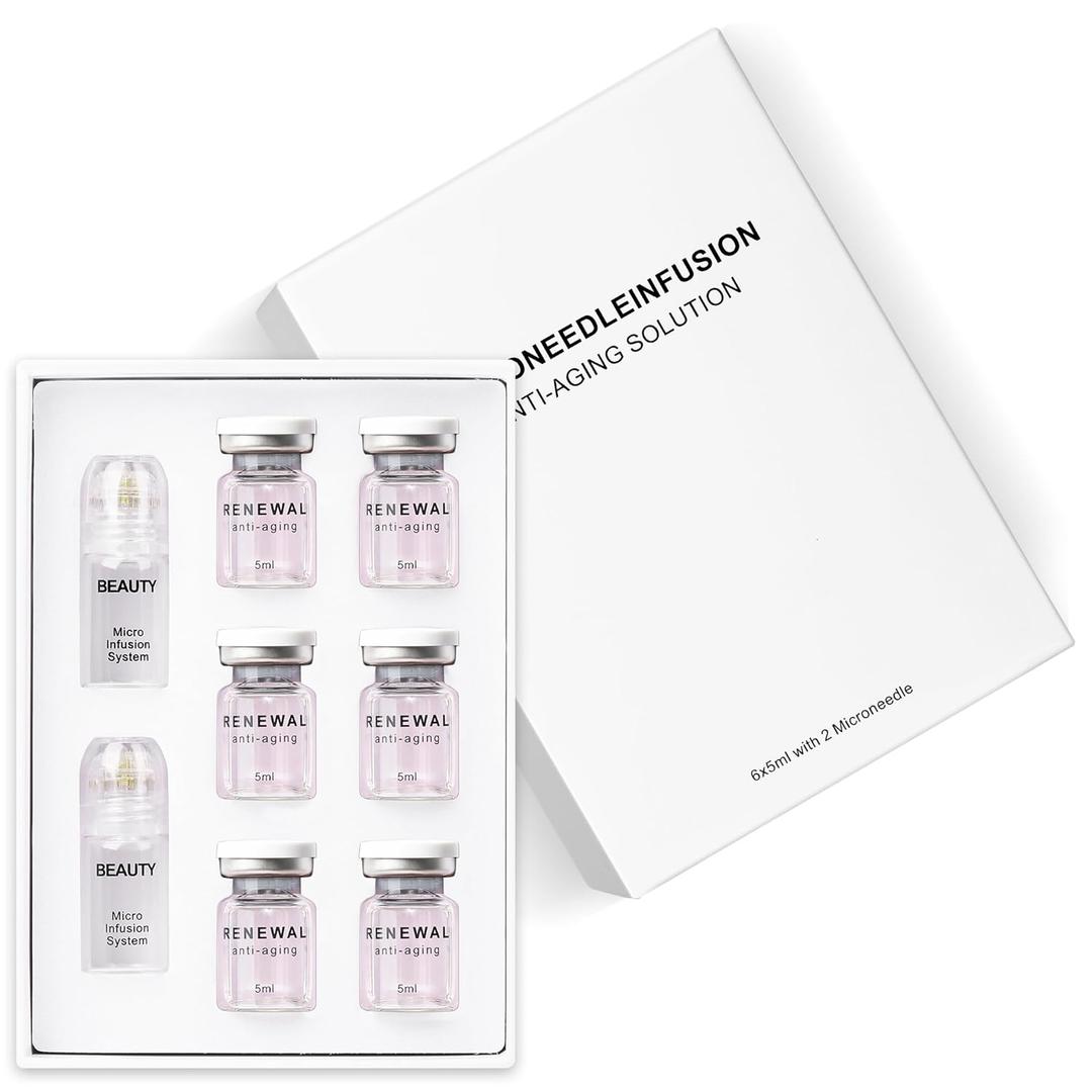 Micro Infusion System for Face & Neck, Serum Applicator Tool with 0.25mm Stamp, At-Home Skincare, 2 Month Supply