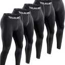 TELALEO 5 Pack Men's Compression Pants for Workout, Running,Basketball,Football-Sports Baselayer Leggings (Medium, Black(five Pack))