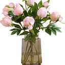 IPOPU Pink Peonies Artificial Flowers 8PCS Fake Peonies Silk Flowers with Stems for Wedding Decoration Bride Bouquet Faux Flowers Pink Crafts Floral Arrangement