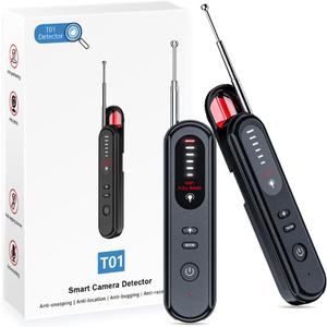 Anti-Spy Hidden Camera Detector 6-in-1, GPS Tracker & Bug Detector, RF Signal Scanner, Rechargeable Privacy Protector for Travel, Hotel, Home, Office & Car (Black)