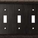 Henne Bery Sunken Pearls Heavy Duty Decorative Wall Plate Switch Plate Outlet Cover (Triple Toggle, Aged Bronze)