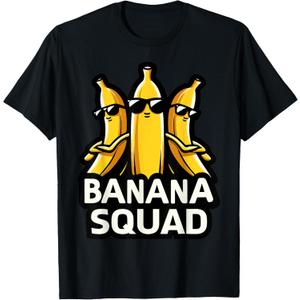 Banana Squad Funny Fruit Banana Lover Team Banana Crew T-Shirt, M, Black