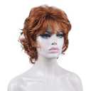 Aimole Short Curly Soft Women Wigs Natural Capless Hair Synthetic Wig Heat Resistant (130A Fox Red)