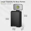EKO Madison Matte Black Stainless Steel 13.2 Gal/50L Kitchen Step Trash Can or Recycling Bin, Removable Inner Liner, Soft Close Lid, Fingerprint Resistant Finish