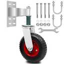 8 inch Fence Gate Wheel,Spring Loaded Heavy Duty Gate Caster Wheels for Metal Tube Gate,360 Degree Rotation 600 LBS Load Capacity with Screws & Spanner