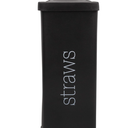 AuldHome Design Farmhouse Enamelware Straw Holder (Black); Retro Metal Straw Storage Canister