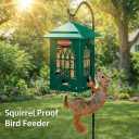 Kingsyard Squirrel Proof Bird Feeders for Outdoors with Weight-Activated Perches, 5 Lbs Capacity Large Metal Bird Feeder House for Small Wildbirds Cardinal Finch Bluebird, Weatherproof, Green