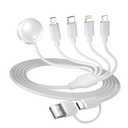 5-in-2 Multi Charging Cable for Apple Watch Charger: USB A/C Input, Lightning/Type C/Micro/Mini B/Wireless Output, for iPhone 15-13, iWatch 1-9, Galaxy S23-22, 4FT- Fast Charge- White