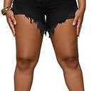 PINSV Women's High Waisted Crossover Denim Shorts Size M (Black)