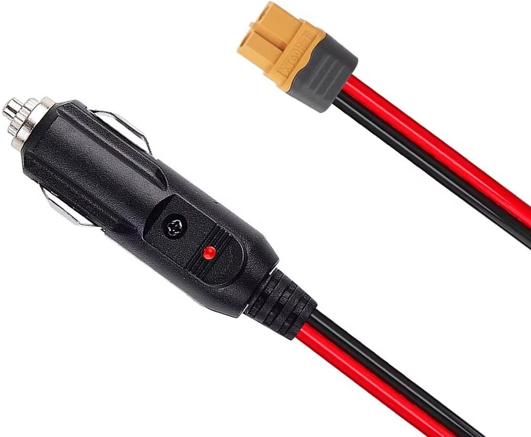 XT60 Extension Cable XT60 Female to Cigarette Lighter Male Plug Extension Cable 3.3Feet 12AWG XT60 Adpter Cable Compatible with Solar Panel RV Portable Power Station Solar Generator