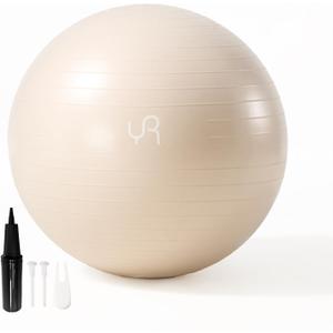 Exercise Ball for Workouts, Anti-Burst and Slip Resistant Yoga Ball for Gym Fitness and Physical Therapy (White)