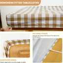 Rectangle Picnic Table Cloth, Elastic Waterproof Fitted Vinyl Tablecloths for 4 Foot Tables, Wipeable Flannel Backed Table Covers for Dining, Camping, Outdoor(Khaki Plaid,24"x48")