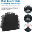 Pack N Play Blackout Cover Baby Sleep Tent 1-Click Set Up Blackout Tent Travel Crib Tent Canopy Portable Privacy Tent Blackout Canopy Crib Cover, Block 95% Light, Black, Medium