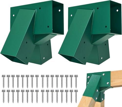 BeneLabel A-Frame 2 Swing Set Brackets, Heavy Duty Steel Swing Set Hardware with Mounting Hardware, DIY Swing Set End Bracket Swing Set Kit for 2 (4x4) Legs & 1 (4x6) Beam, Green