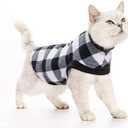 EXPAWLORER Plaid Cat Sweater - Pet Clothes Cat Puppy Vest Warm Fleece Hoodie for Cats, Fall and Cold Winter Coat Pullover Design, Buffalo Checked Sweatshirt Clothing Also for Small Dogs (Black), S