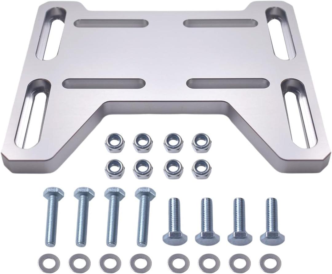 AKSGKGQ Adjustable Mini Bike Mounting Plate Adapter Bracket for 79cc 97cc 100cc Coleman CT100U CC100X Baja DoodleBug DB30 Motovox MBX10 MBX11 for Predator 212cc Tecumseh 4 Stroke Engine Parts (Silver)